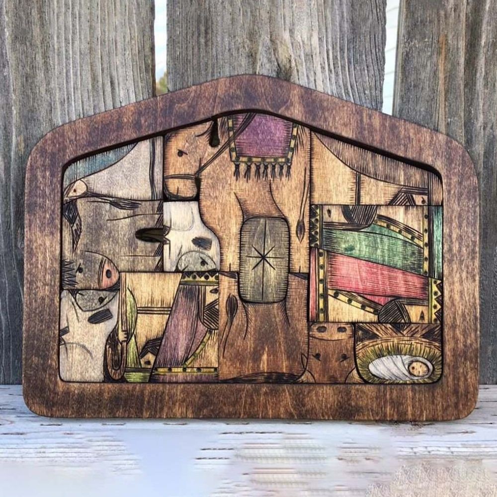 Handmade Nativity Puzzle With Wood