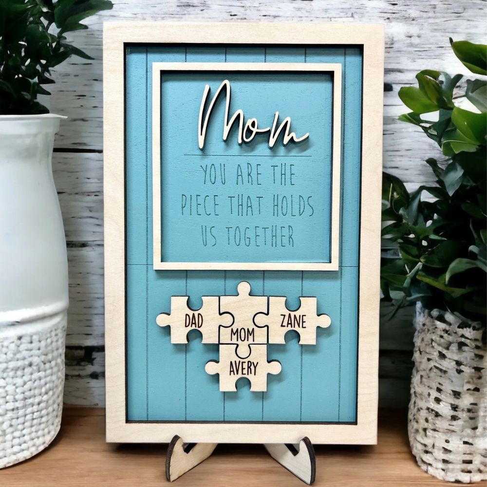 Personalized Mother's Day Wood Puzzle Sign, You are the Piece that Holds us Together, Family Gift for Mom