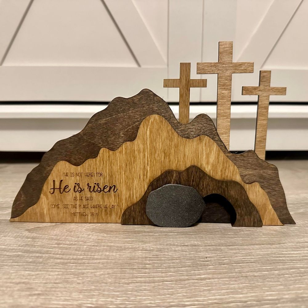 Empty Tomb Easter decoration / "He is Risen" Display / Resurrection Easter / Religious Easter decor / Matthew 28:6