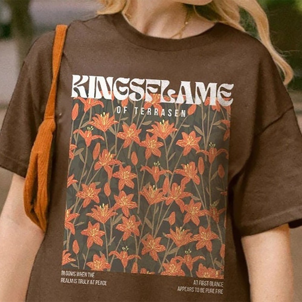 Throne Of Glass Kingsflame Flower Aesthetic T-Shirt , Bookish Gift For Her, Him