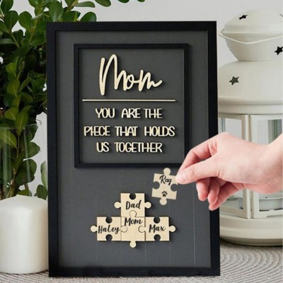 Personalized Mother's Day Wood Puzzle Sign, You are the Piece that Holds us Together, Family Gift for Mom