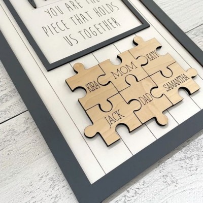 Personalized Mother's Day Wood Puzzle Sign, You are the Piece that Holds us Together, Family Gift for Mom