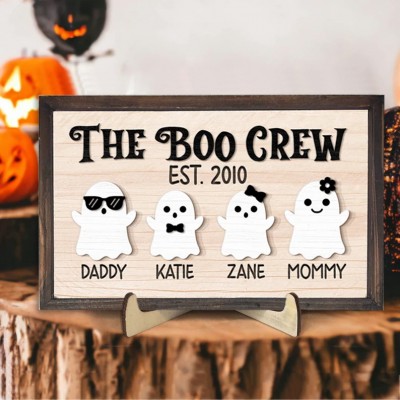 Personalized Halloween Ghost Family Sign,Custom Name Wood Sign.