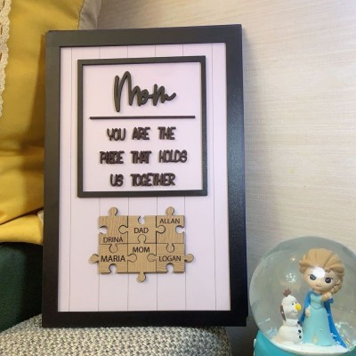 Personalized Mother's Day Wood Puzzle Sign, You are the Piece that Holds us Together, Family Gift for Mom