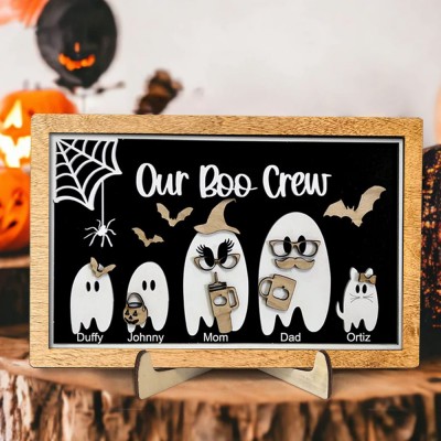 Personalized Halloween Ghost Family Sign,Custom Name Wood Sign.