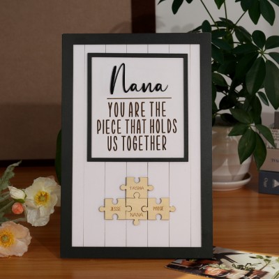 Personalized Mother's Day Wood Puzzle Sign, You are the Piece that Holds us Together, Family Gift for Mom