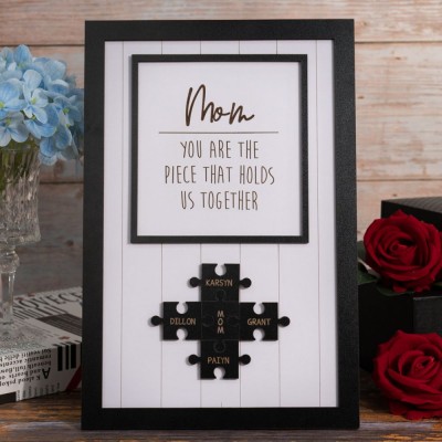 Personalized Mother's Day Wood Puzzle Sign, You are the Piece that Holds us Together, Family Gift for Mom