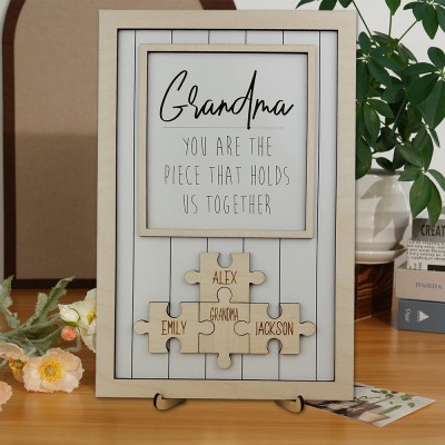 Personalized Mother's Day Wood Puzzle Sign, You are the Piece that Holds us Together, Family Gift for Mom