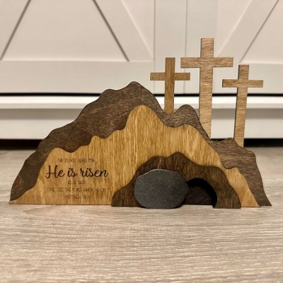 Empty Tomb Easter decoration / "He is Risen" Display / Resurrection Easter / Religious Easter decor / Matthew 28:6