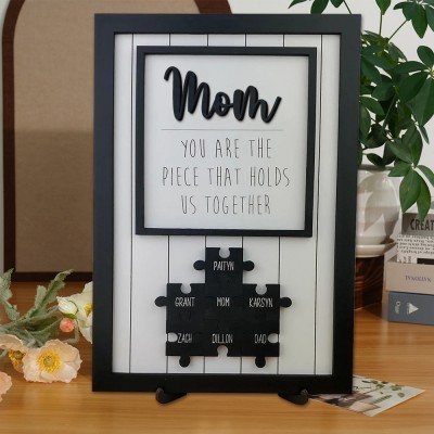 Personalized Mother's Day Wood Puzzle Sign, You are the Piece that Holds us Together, Family Gift for Mom